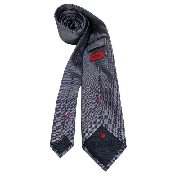 MOSCHINO Blue Geometric Logo Silk Tie ITALY 59